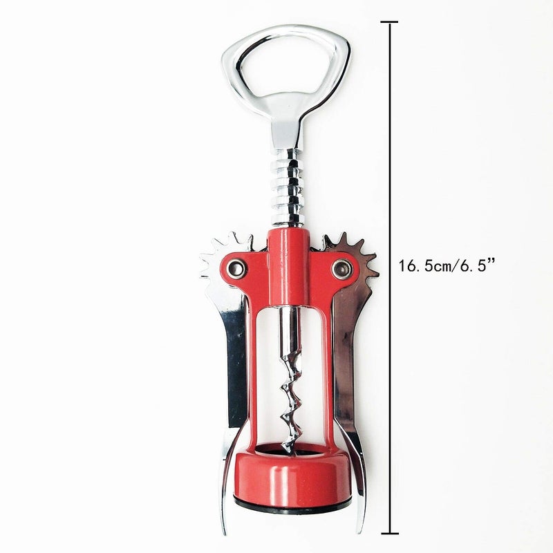 XMHF Italianism Wing Corkscrew Wine Opener, Rubber-touch Finish For Non-slip, Comfort Grip Red - Image 2